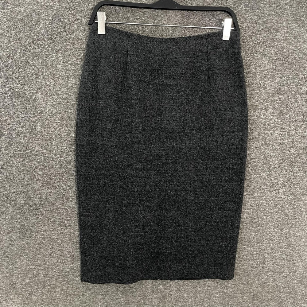 Theory Skirt Womens 6 Gray Wool Blend Tweed Lined Pencil Knee Length Workwear